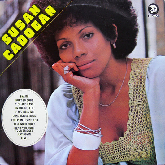 Image of Front Cover of LP - G+/VG - SUSAN CADOGAN, Susan Cadogan (Trojan Records ; TRLS 122, UK 1980s Reissue, Laminated Sleeve), Sounds VG+, shiny copy, light marks only. Slightly different pressing rings. Sleeve shows on tear on top right area, still looks great.,  - 2416453C