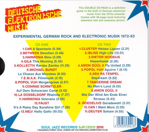 Image of Back Cover of 2xCD - VG/VG - VARIOUS, Deutsche Elektronische Musik (Experimental German Rock And Electronic Musik 1972-83) (Soul Jazz; SJRCD213, UK 2010, Card Slipcase with Case inside, Booklet), Cracked Case,  - 2716355C