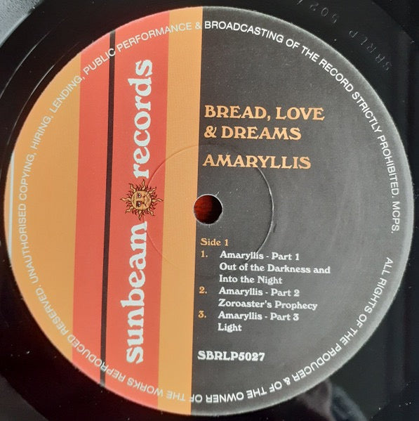 Image of Label Cover of LP - VG+/VG+ - BREAD LOVE AND DREAMS, Amaryllis (Sunbeam Records; SBRLP5027, UK 2007 Reissue, Gatefold, 180g), ,  - 2316030C