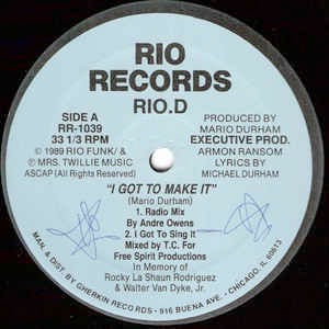 Image of Front Cover of 12" - /VG - RIO.D, I Got To Make It (Rio Records; RR-1039, US 1989, Plain Sleeve), Strong VG, some hairline marks only.,  - 3346174S