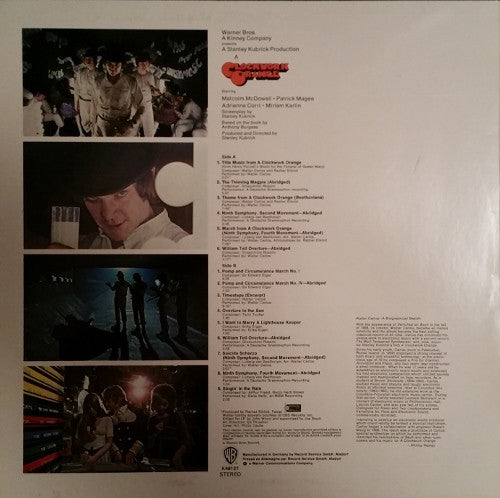 Image of Back Cover of LP - VG/VG+ - VARIOUS INC WALTER CARLOS, Stanley Kubrick's A Clockwork Orange (WB Tan; K46127, UK 1970s Reissue), Sticker Residue on Sleeve,  - 3946140S