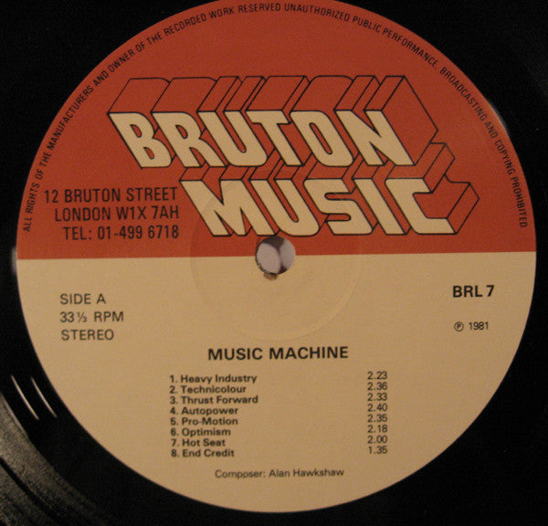 Image of Label Cover of LP - VG/VG+ - ALAN  HAWKSHAW, BRIAN BENNET, DAVE LAWSON , Music Machine  (Bruton Music ; BRL 7, UK 1981), Edge Wear, Light Sticker Mark,  - 3946094S