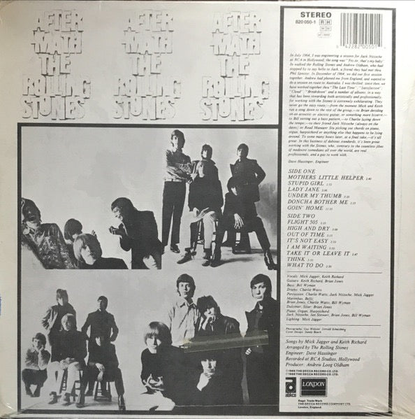 Image of Back Cover of LP - VG+/VG+ - THE ROLLING STONES, Aftermath (London Records ; 820 050-1, Netherlands 1980s Reissue), ,  - 2616071C