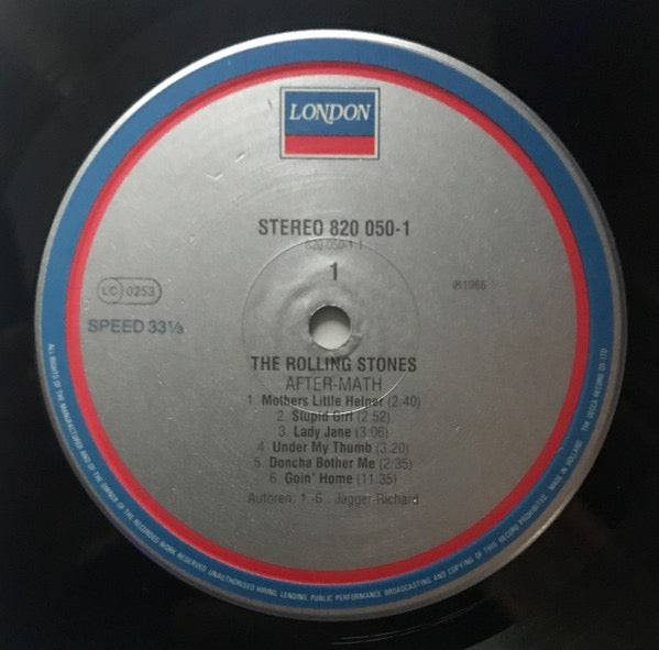 Image of Label Cover of LP - VG+/VG+ - THE ROLLING STONES, Aftermath (London Records ; 820 050-1, Netherlands 1980s Reissue), ,  - 2616071C