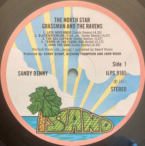 Image of Label Cover of LP - VG/VG+ - SANDY DENNY, The North Star Grassman And The Ravens (Island Pink Rim; ILPS9165, UK 1971, Gatefold, No Island Credit On Label), Blue Company Inner, Small Writing on front Sleeve,  - 3926148E