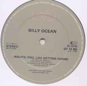 Image of Label Cover of 12" - G+/VG+ - BILLY OCEAN, Nights (Feel Like Getting Down) / Everlasting Love (GTO; GT 13 303, UK 1980, Company Sleeve), Wear to company sleeve with small tear.. Sticker residue on label.,  - 3946194S