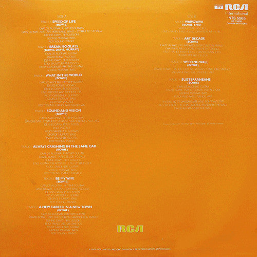Image of Back Cover of LP - VG/VG+ - DAVID BOWIE, Low (RCA Green; INTS 5065, UK 1980 Reissue, Tape one Matrix), Lifetimes sticker on front sleeve.,  - 1716239C