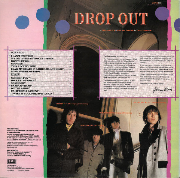 Image of Back Cover of 2324111E: LP - BARRACUDAS, Drop Out With The (Zonophone; ZONO 103, UK 1981)   VG/VG