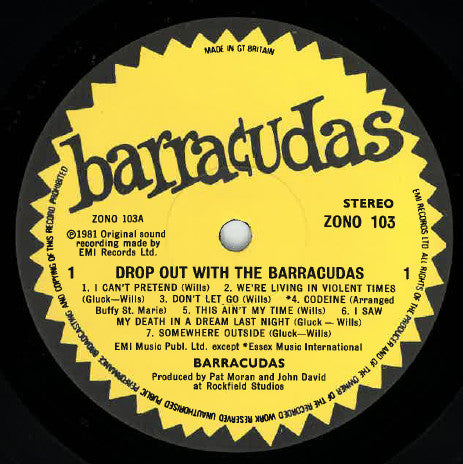 Image of Label Cover of 2324111E: LP - BARRACUDAS, Drop Out With The (Zonophone; ZONO 103, UK 1981)   VG/VG