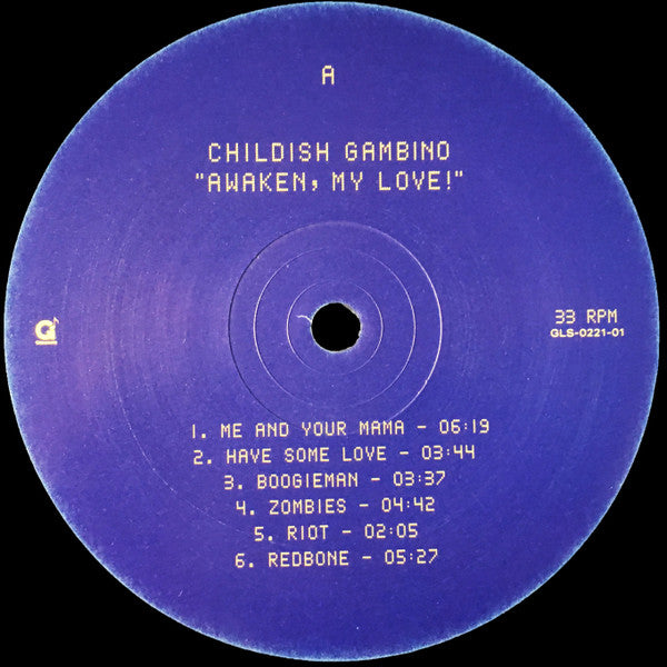 Image of Label Cover of LP - VG/G+ - CHILDISH GAMBINO, Awaken, My Love! (Glassnote; GLS-0221-01 , UK/US 2017, Insert), Light marks only. Stickered shrink-wrap slighly ripped. Some wear at corners of sleeve,  - 4016491C