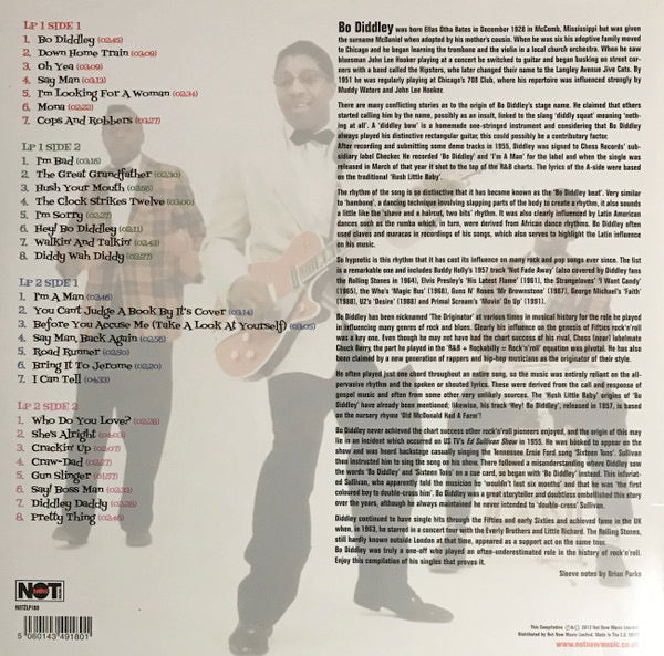 Image of Back Cover of 2414163C: 2xLP - BO DIDDLEY, The Singles Collection (not now music; NOT2LP180, UK 2013, Gatefold)   VG+/VG+