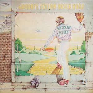 Image of Front Cover of 2xLP - VG/G - ELTON JOHN, Goodbye Yellow Brick Road (DJM Black Yellow and Silver Labels; DJLPD 1001, UK 1973, Triple Gatefold, Numerical Side Indicators, Opaque Vinyl), Lots of light marks and hairlines. ,  - 2316474C