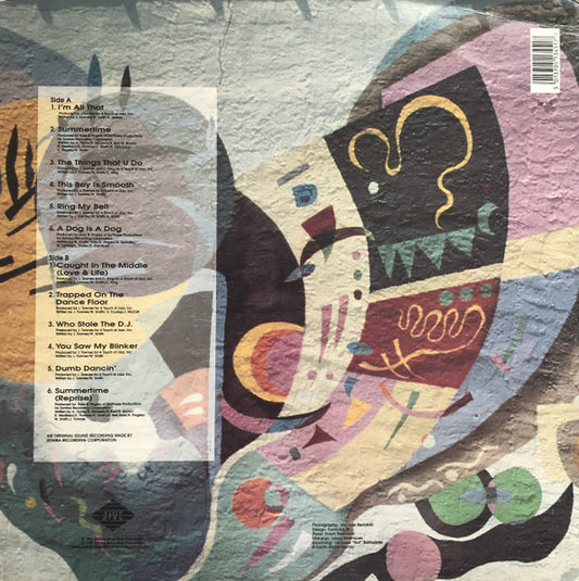 Image of Back Cover of 4815435C: LP - DJ JAZZY JEFF & THE FRESH PRINCE, Homebase (Jive; HIP 116, UK 1991, Inner) Lots of marks on record. Sleeve worn at edges and spine  VG/G