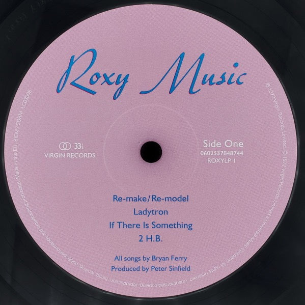 Image of Label Cover of 5114226C: LP - ROXY MUSIC, Roxy Music (Virgin; ROXYLP 1, Europe 2017 Reissue, Plain white inner)   VG+/VG+