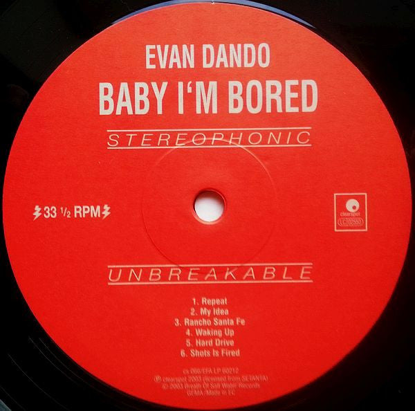 Image of Label Cover of LP - VG+/VG+ - EVAN DANDO, Baby I'm Bored (Clearspot ; CS 066 , Germany 2003, Gatefold, Lemonheads), ,  - 3926142E
