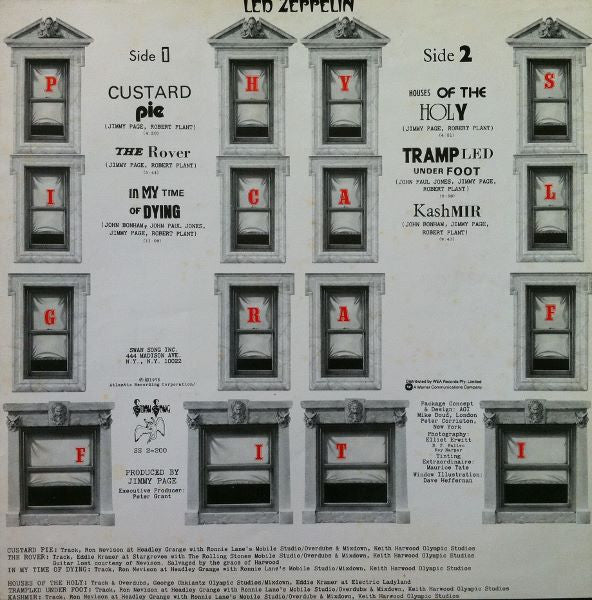 Image of Back Cover of 2xLP - VG+/VG+ - LED ZEPPELIN, Physical Graffiti (Swan Song; SS 2-200, Australia 1975, Die Cut Sleeve, Two Inners & Insert), ,  - 2226328E