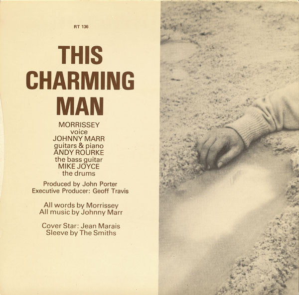 Image of Back Cover of 7" - VG/VG - THE SMITHS, This Charming Man / Jeane (Rough Trade; RT 136, UK 1983, Picture Sleeve, Push Out Centre. Rough Trade "Capitol" Logos), Rough Trade Sticker over Dome logo. Centre Intact,  - 4356019S