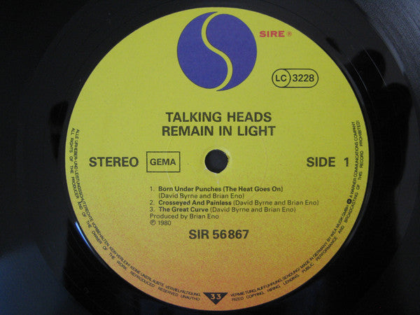Image of Label Cover of LP - VG+/VG+ - TALKING HEADS, Remain In Light (Sire; SIR K 56 867, Germany 1981 Reissue, Inner & Insert, No Barcode), Superb condition all round!,  - 1826420E
