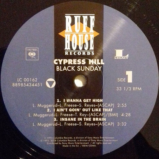 Image of Label Cover of 2xLP - NEW/NEW - CYPRESS HILL, Black Sunday (Legacy; 88985434451, Europe 2018 Reissue, 2 Inners), ,  - 1836044E