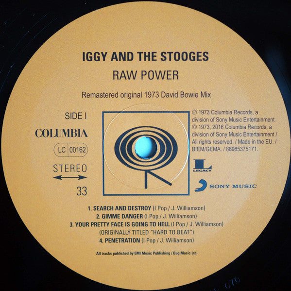 Image of Label Cover of 2xLP - VG+/VG+ - IGGY AND THE STOOGES, Raw Power (Sony; 8985375171, UK 2017 Reissue, Gatefold, Booklet, 180 Gram Vinyl), ,  - 2316350C
