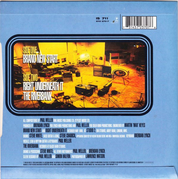 Image of Back Cover of 7" - VG+/VG - PAUL WELLER, Brand New Start (Island; IS 711, UK 1998, Picture Sleeve), ,  - 4016141C