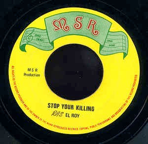 Image of Front Cover of 7" - /G+ - RAS ELROY, Stop Your Killing  (MSR; , UK 1977), Lots of superficial lines, disc is still shiny and plays above grade.,  - 2916248C