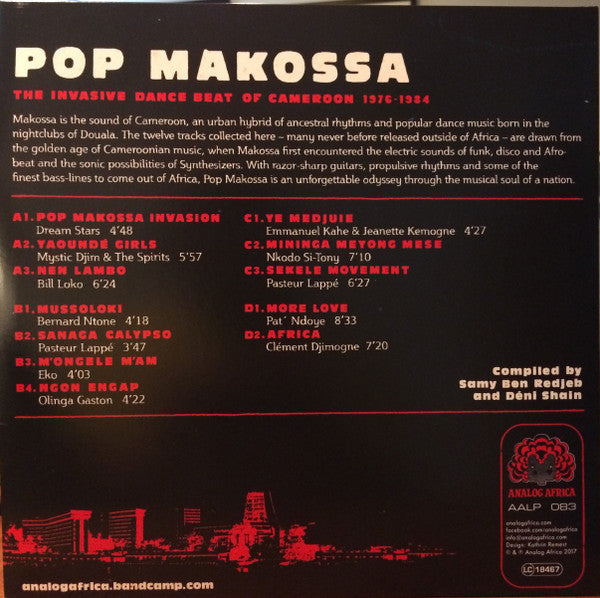 Image of Back Cover of 2xLP - VG/VG - VARIOUS, Pop Makossa - The Invasive Dance Beat Of Cameroon 1976 - 1984 (Analog Africa; AALP083, Europe 2017, Gatefold, Booklet & Insert), Light hairlines. A little edgewear, creases.,  - 4226171E