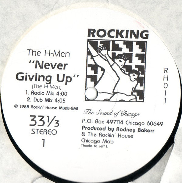 Image of Back Cover of 12" - /VG - THE H-MEN, Scream / Never Giving Up (Rockin' House; RH011, US 1988), , Excellent, unhinged Chicaco Acid!  - 2746045S