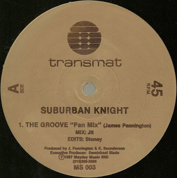 Image of Front Cover of 12" - /VG - SUBURBAN KNIGHT, The Groove (Transmat; MS 003, US 1987, Plain Sleeve), strong VG,  - 2646120S