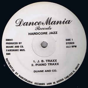 Image of Front Cover of 2014206C: 12" - DUANE AND CO., Hardcore Jazz (Dance Mania; DM001, US 1986) Record slightly fogged. Ink smudged on label print  /G