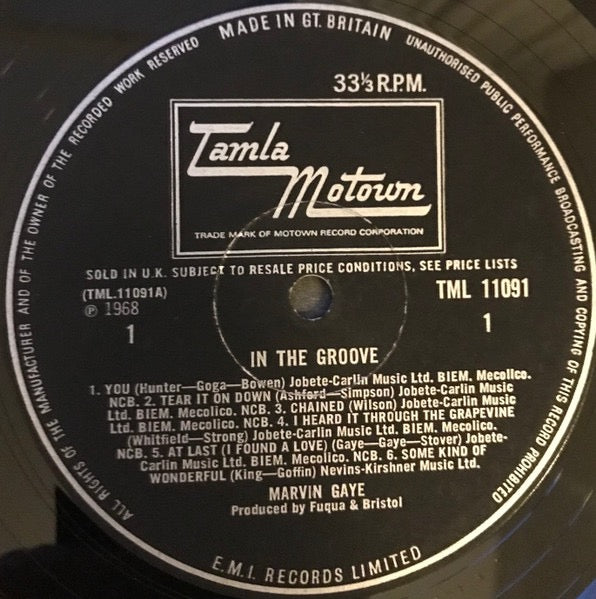 Image of Label Cover of LP - VG/VG+ - MARVIN GAYE, In The Groove (Tamla Motown; TML 11091, UK 1968, Laminated Flipback Sleeve, Mono), ,  - 3126062E
