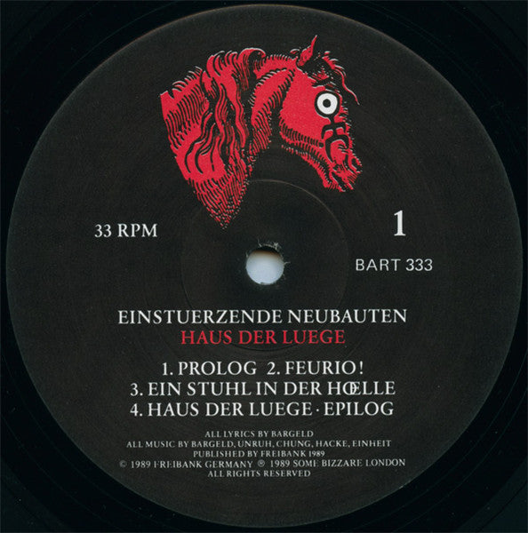 Image of Label Cover of LP - VG+/VG - EINSTURZENDE NEUBAUTEN, Haus Der Luege (Some Bizzare; BART333, UK 1989, Gatefold, Inner, No Poster), Light hairlines. Mild hint of ringwear on sleeve rear.,  - 3126109E