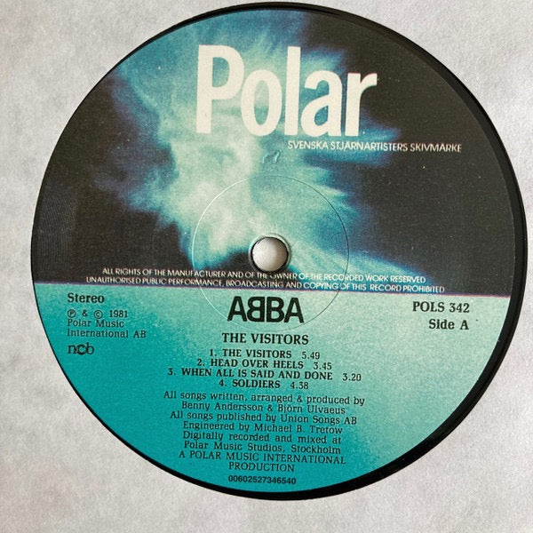 Image of Label Cover of 1914406C: LP - ABBA, The Visitors (Polar; POLS 342, Europe 2011 Reissue, Inner)   VG+/VG+