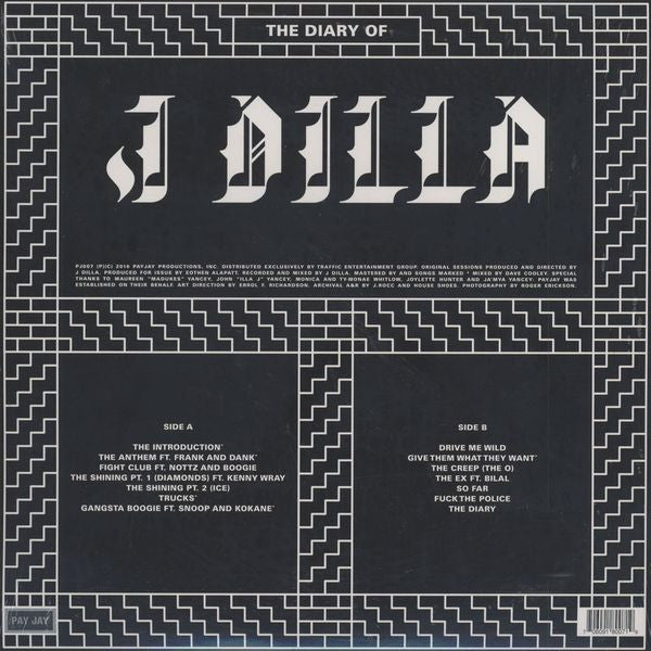 Image of Back Cover of LP - VG+/VG+ - J DILLA, The Diary Of (Pay Jay Productions; PJ010, US 2016, Booklet, With 7", Record Store Day 2016 release. Limited to 4000 copies.), ,  - 0946146S