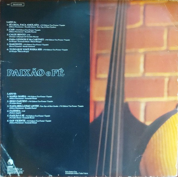 Image of Back Cover of LP - G+/VG - MILTON  NASCIMENTO, Paixao E Fe (EMI; 422.876, Brazil 1980), Edge and ring wear, small tears. Old shop sticker on cover. Hairlines on disc.,  - 4146088S
