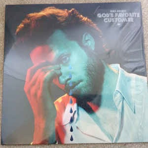 Image of Front Cover of LP - VG/VG - FATHER JOHN MISTY, God's Favorite Customer (Bella Union; BELLA770VX, UK & Europe 2018, Gold Foil Letters Blue Foil Tears, Die Cut Inner, Purple Metallic Vinyl), Light scratches on side1, line scored on front cover, seam split on Inner,  - 3746068S