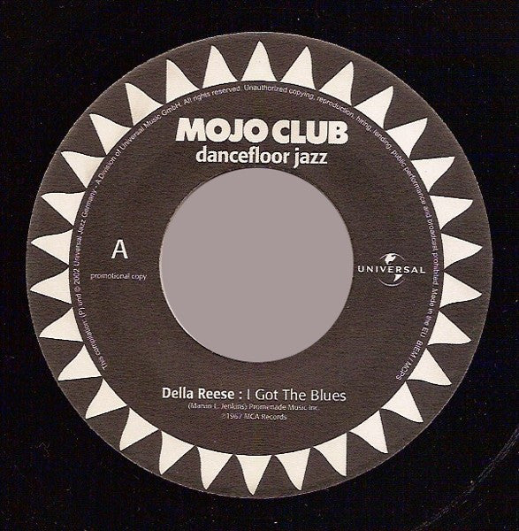 Image of Label Cover of 7" - G+/VG+ - VARIOUS, Dancefloor Jazz: Right Now (Universal Jazz; , Germany 2002, Promo, Picture Sleeve), Lightest of marks. Wear to sleeve., A  - Della Reese - I Got The Blues 	B1 - Mel Torm   - Right Now 	B2 - Ray Rivera  - Cuchy Frito Man - 2956058S
