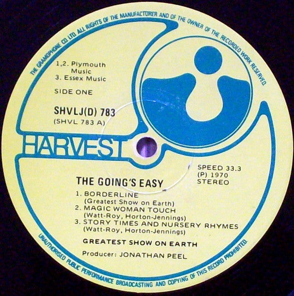Image of Label Cover of LP - G+/G - THE GREATEST SHOW ON EARTH, The Going's Easy (Harvest ; SHVLJ(D)783, South Africa 1970, Textured Sleeve), Edge and Ring Wear, Sleeve Flattened,  - 2326142E