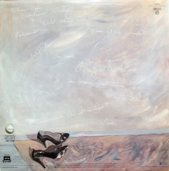 Image of Back Cover of LP - VG/VG+ - JONI MITCHELL, Wild Things Run Fast (Geffen; GEF 25102, UK 1982, Gatefold), Small mark to 'wild' on front of sleeve, Otherwise VG+, Clean glossy disc. ,  - 2416397C