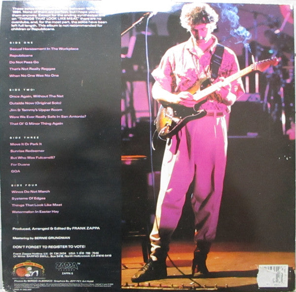 Image of Back Cover of 4215334C: 2xLP - FRANK ZAPPA, Guitar (Zappa; ZAPPA 6, UK 1988, Gatefold)   VG/VG