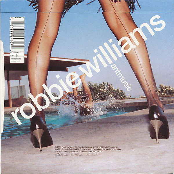 Image of Back Cover of 7" - VG+/VG+ - ROBBIE WILLIAMS, No Regrets / Antmusic (Chrysalis; CHS 5100, UK 1998, Picture Sleeve), ,  - 4316257C