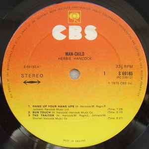 Image of Label Cover of LP - VG/VG+ - HERBIE HANCOCK, Man-Child (CBS Sunburst; S 69185, UK 1975, Picture Sleeve), Light marks only. Light wear to sleeve with ringwear.,  - 3926254E