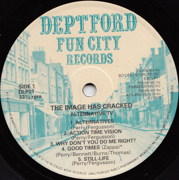 Image of Label Cover of LP - VG/G+ - ALTERNATIVE T.V, Image Has Cracked (Deptford Fun City; DLP01, UK 1978, Laminated Front Sleeve, Orlake pressing / Porky matrix), Light scratches & hairlines, edge & ring wear,  - 3946159S