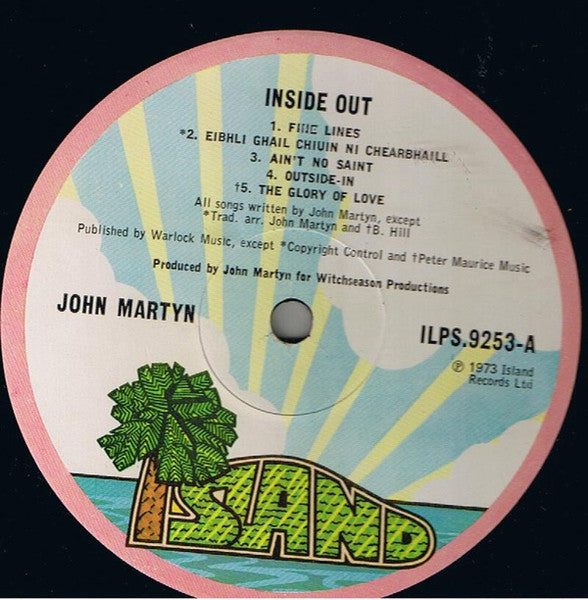 Image of Label Cover of LP - VG+/VG - JOHN MARTYN, Inside Out (Island Pink Rim; ILPS9253, UK 1973, Gatefold, No Inner), , rockofftrade - 3926287E