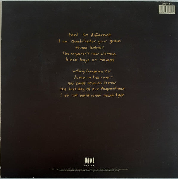 Image of Back Cover of 3914016C: LP - SINEAD O'CONNOR, I Do Not Want What I Haven't Got (Chrysalis; CHEN 14, UK 1990, Thin Inner)   VG/VG