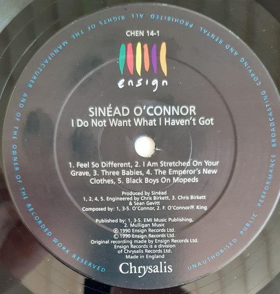 Image of Label Cover of 3914016C: LP - SINEAD O'CONNOR, I Do Not Want What I Haven't Got (Chrysalis; CHEN 14, UK 1990, Thin Inner)   VG/VG