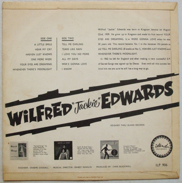 Image of Back Cover of LP - G+/G - JACKIE EDWARDS, The Most Of Jackie Edwards (Island Records; ILP 906, UK 1963, Laminated Front Sleeve), Lots of marks, groovewear, crackle throughout. Worn sleeve,still looks acceptable.,  - 2846225S