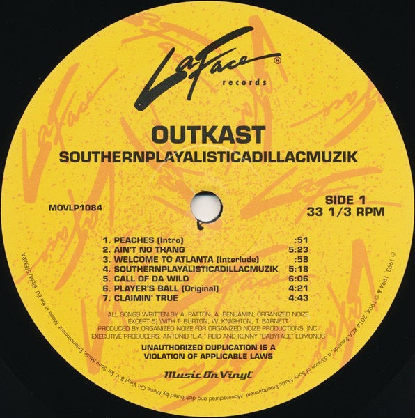Image of Label Cover of LP - VG+/VG+ - OUTKAST, Southernplayalisticadillacmuzik (Music On Vinyl; MOVLP1084, Europe 2014 Reissue, Stickered Plastic Sleeve), ,  - 0716112C