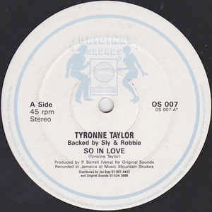 Image of Front Cover of 12" - /VG - TYRONNE TAYLOR / FRANKIE PAUL, So In Love / Tato (Original Sounds; , UK ), Strong VG, surface marks only.,  - 2746280S