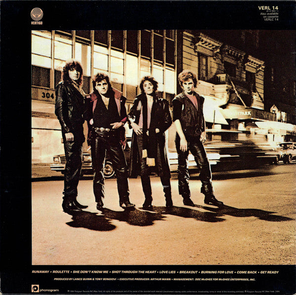 Image of Back Cover of LP - VG/VG+ - BON JOVI, Bon Jovi (Vertigo; VERL 14, UK 1984, Inner), ,  - 3046182S